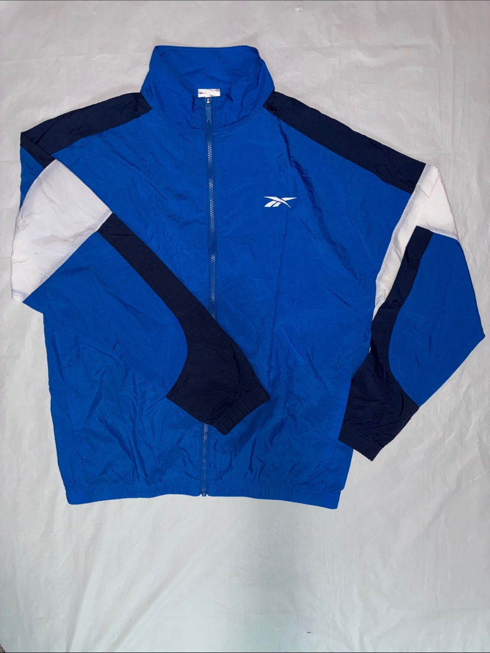 Reebok Blue and Navy Colorblock Windbreaker Jacket